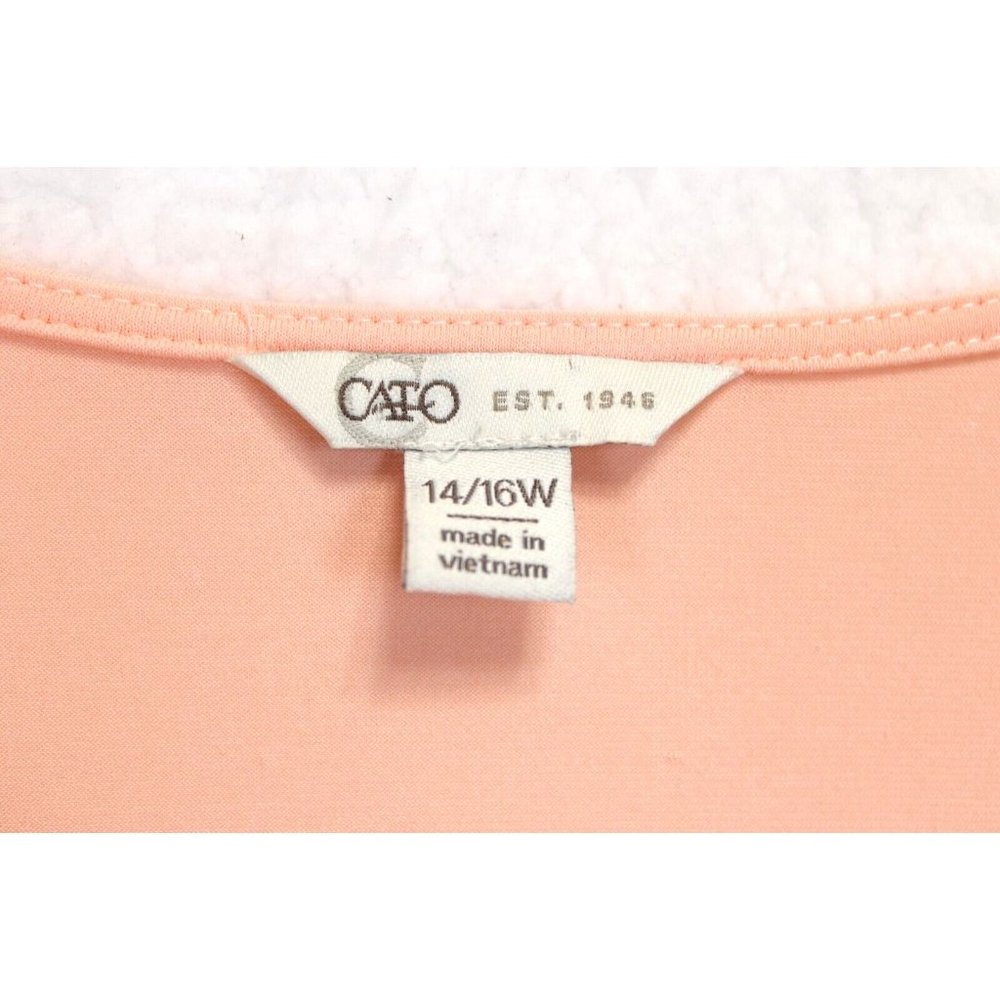 Cato Knit Top Women 14 / 16 Zipper Accent Jewel Neckline Peachy Pink Cottagecore - Picture 7 of 11